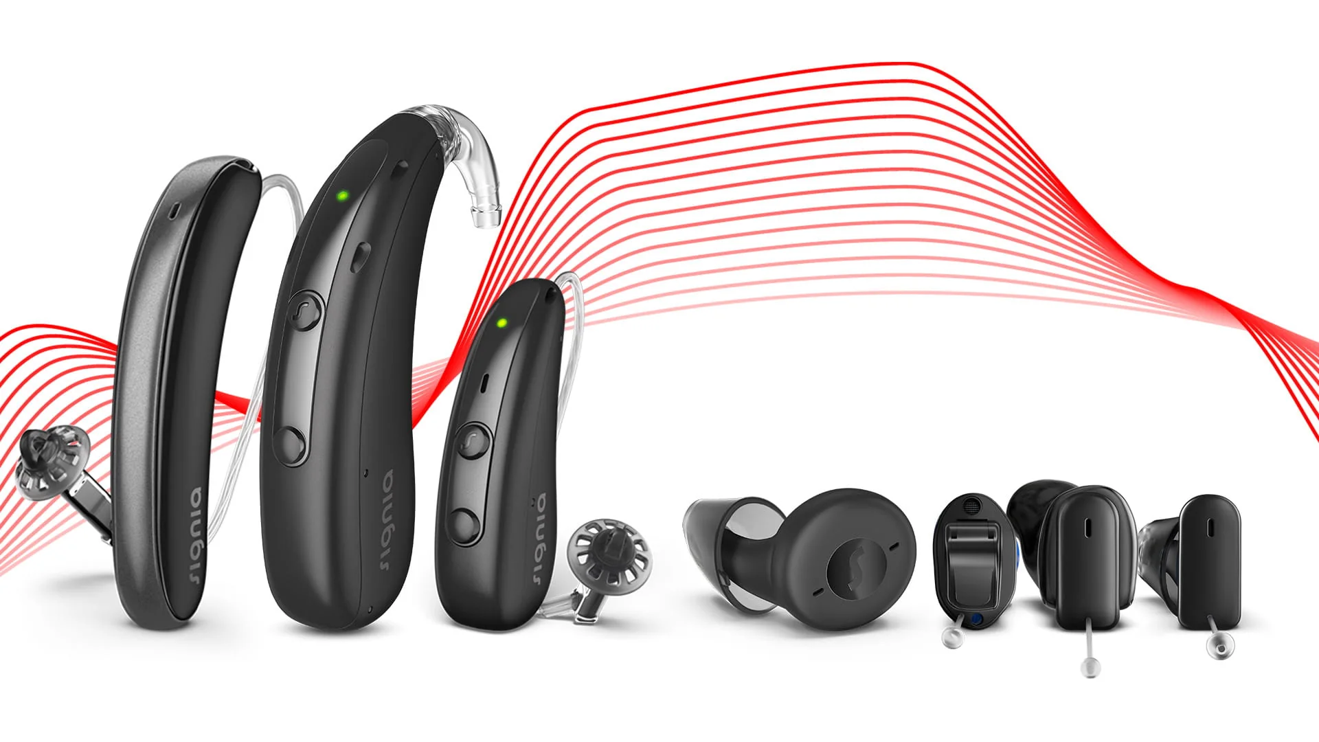 Range of modern hearing aid styles